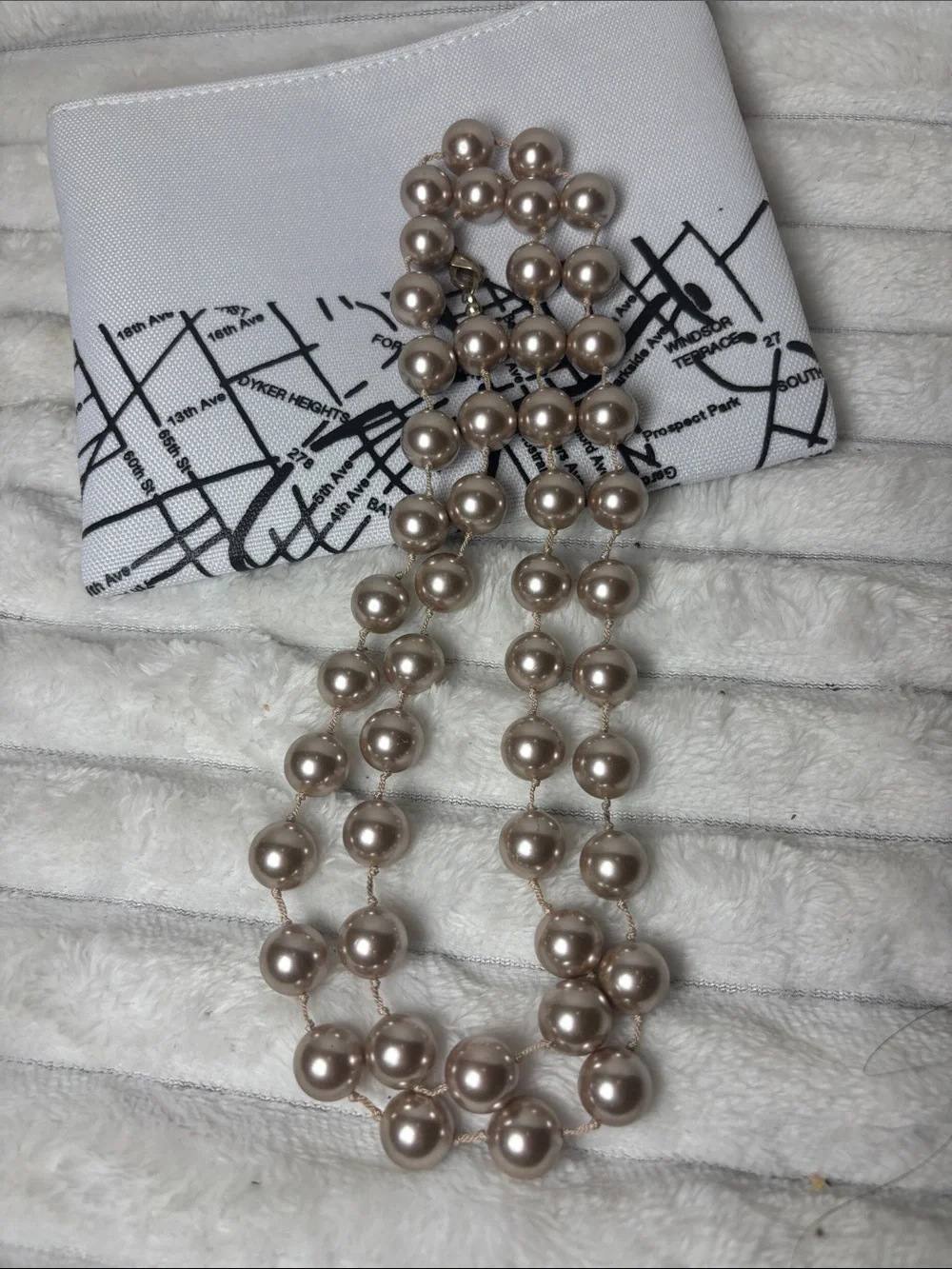 34” Classic Pearl Bead Necklace Champagne Pearl